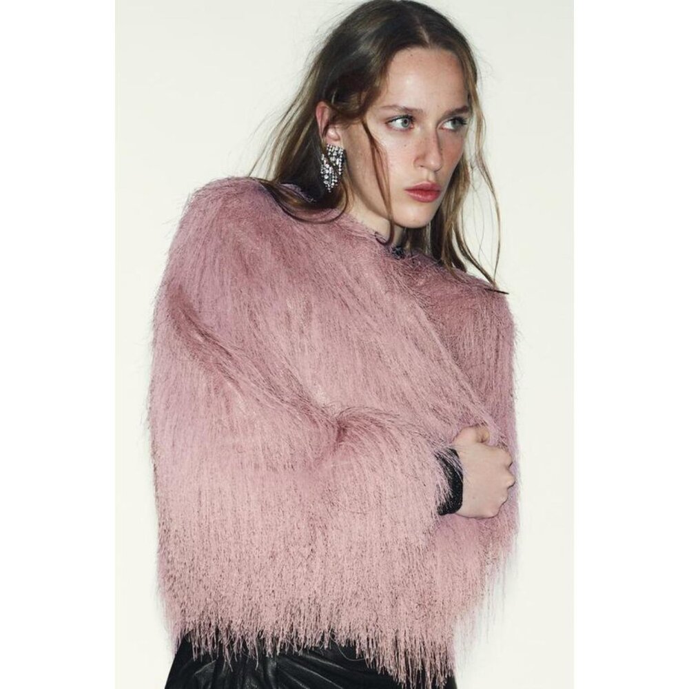 ZARA FRINGED BOMBER JACKET - Picture 3 of 9